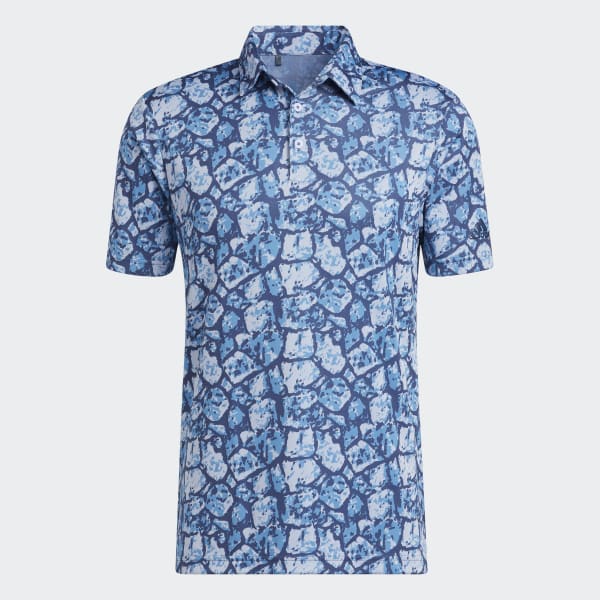 Turquoise Cobblestone-Print Recycled Content Polo Shirt BM523