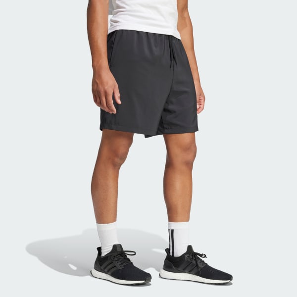 Black Essentials Linear Logo Shorts