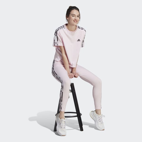 Rosado Polo Corto Vibrant Print 3-Stripes Cotton