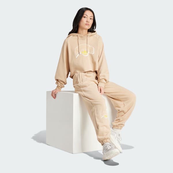 Beige Buzo Corto con Capucha