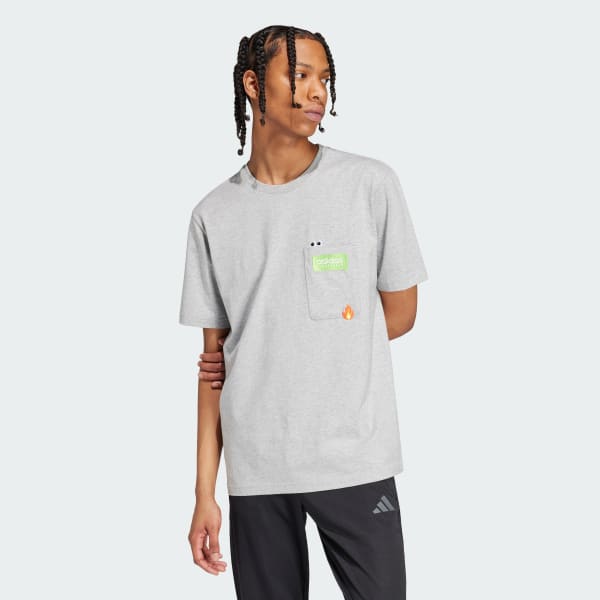 Grey Remoji Pocket Graphic T-Shirt