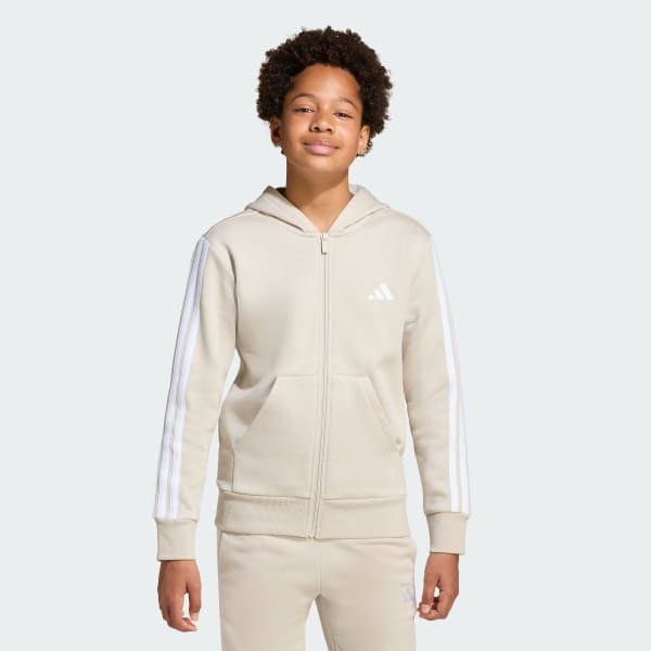 Beige Essentials Full-Zip Hoodie Kids