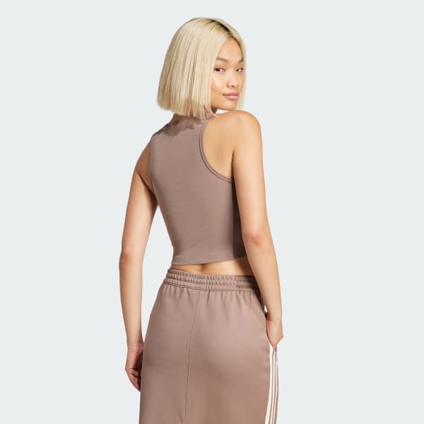 Castanho Camisola de Alças Canelada Essentials