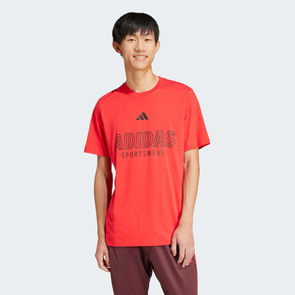 Vermelho Camiseta Estampada House of Tiro Linear