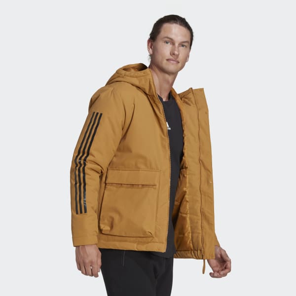 Brown Utilitas 3-Stripes Hooded Jacket (Gender Neutral) AV275