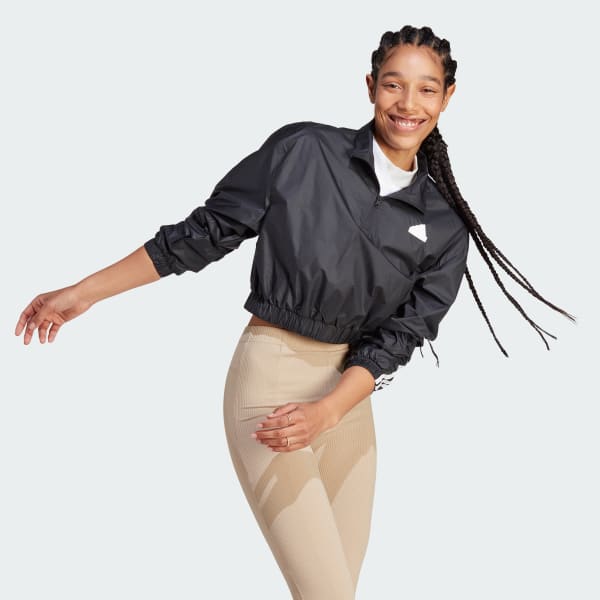 Black Future Icons 3-Stripes Woven 1/4 Zip Jacket