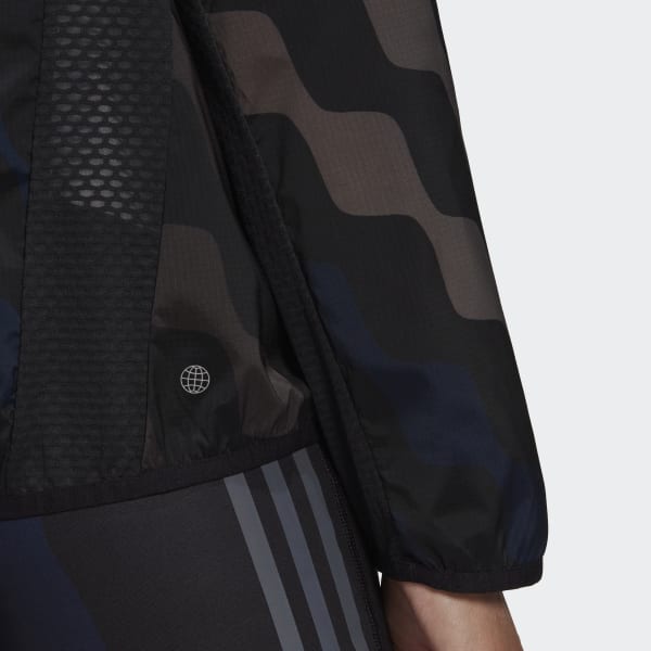 cierna Vetrovka Marimekko Run Icons 3-Stripes Hooded Running RH125