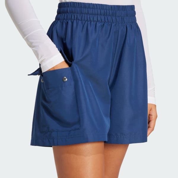 新作人気【ADIDAS】Essential Woven High Waisted Cargo Shorts adidas Essentials Woven High-Waist Cargo Shorts - Blue