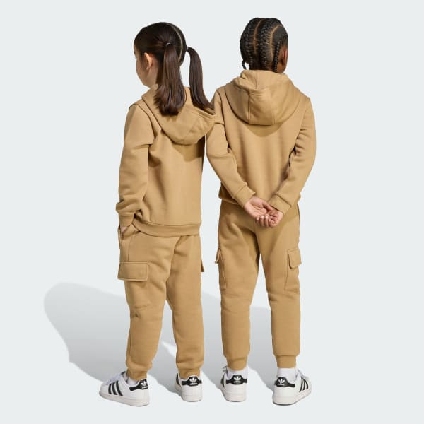 Marron Conjunto sudadera con capucha y pantalón cargo (Niños)