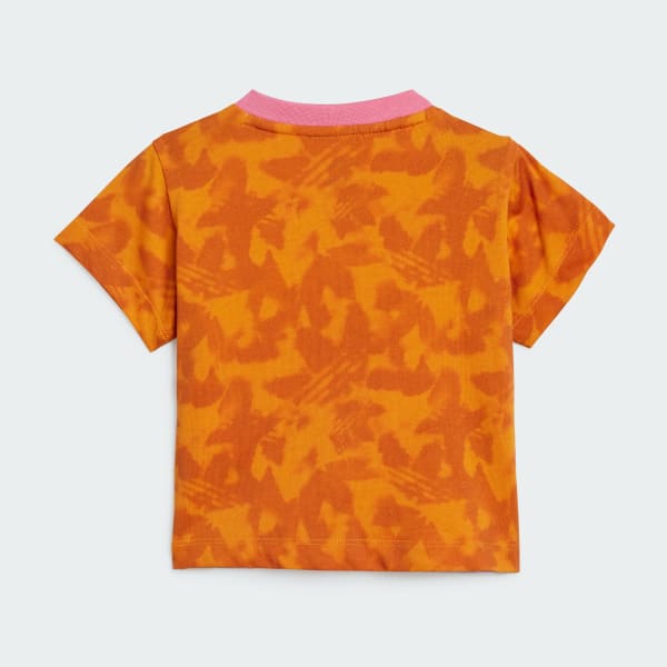 Naranja Conjunto de Camiseta y Falda Summer Allover Print