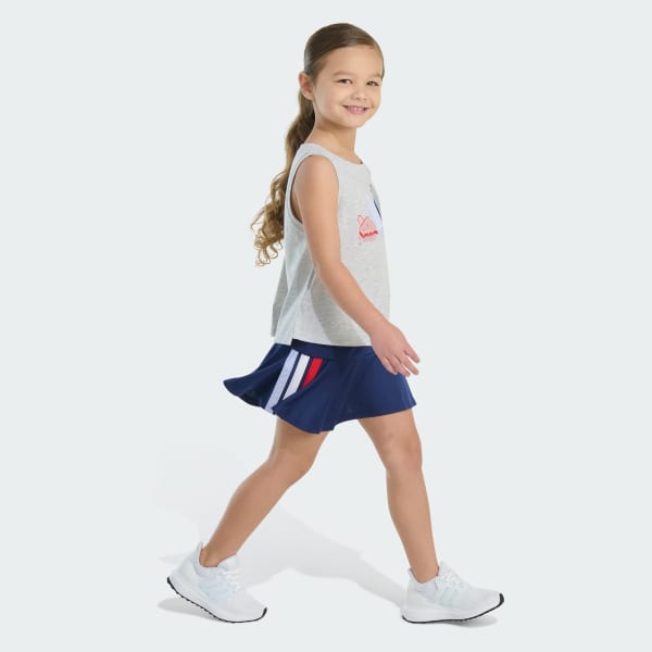 adidas Two-Piece Waist Heather Tank & 3-Stripes Skort Set