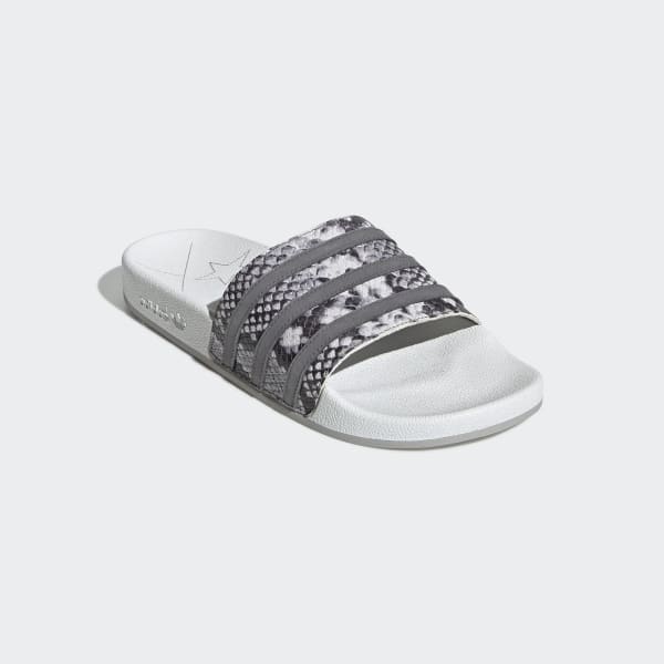 Grey Snakeskin Slides | adidas 
