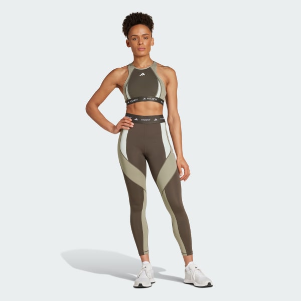 adidas Techfit 7 8 Colorblock Leggings Green Free Shipping with adiClub adidas US