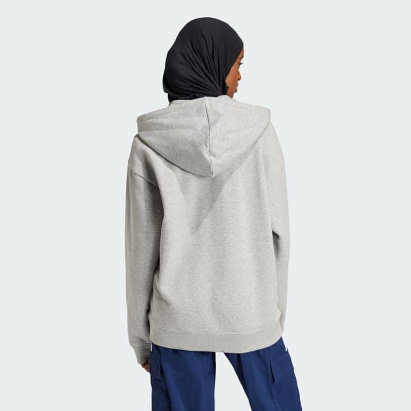 Grey Essentials Full-Zip Fleece Hoodie
