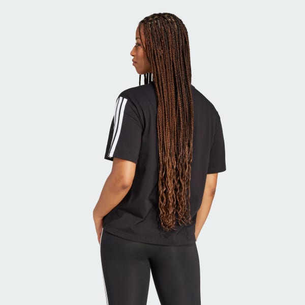 Black Essentials 3-Stripes Boyfriend Tee