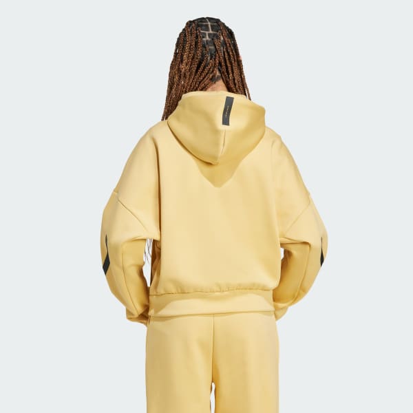 bézová Mikina s kapucňou adidas Z.N.E. Full-Zip