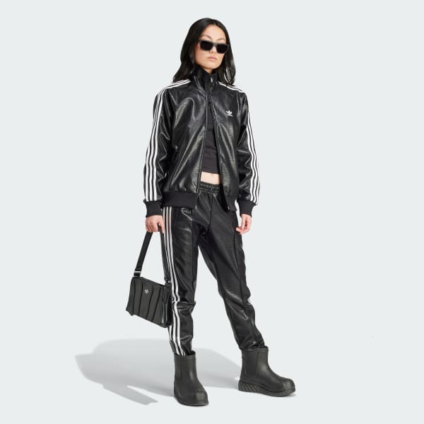 adidas Originals Premium Faux Leather SST Luxe Track Pants - Black