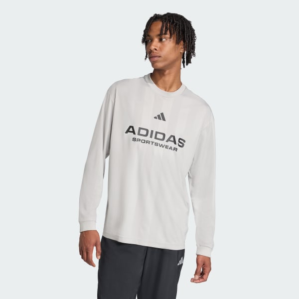 adidas Long Sleeve Jacquard Jersey - Grey | Free Shipping with