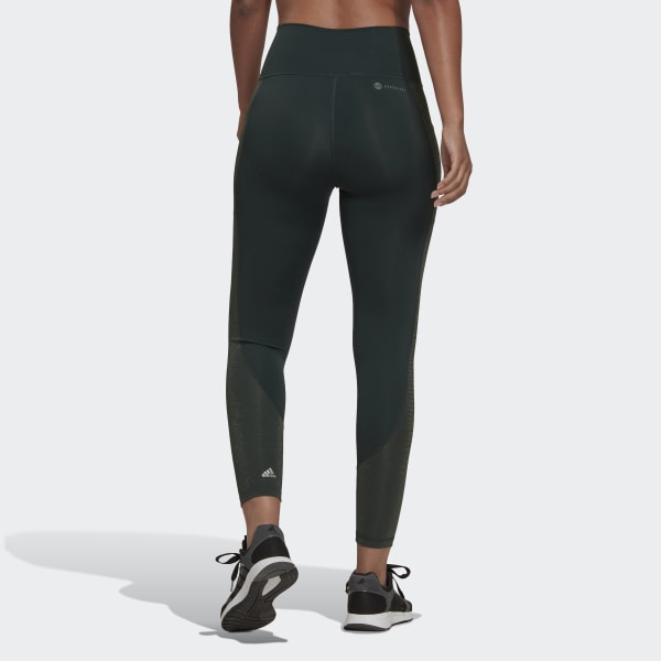 adidas Optime Training Shiny Full Length Leggings - Green, Women's Training