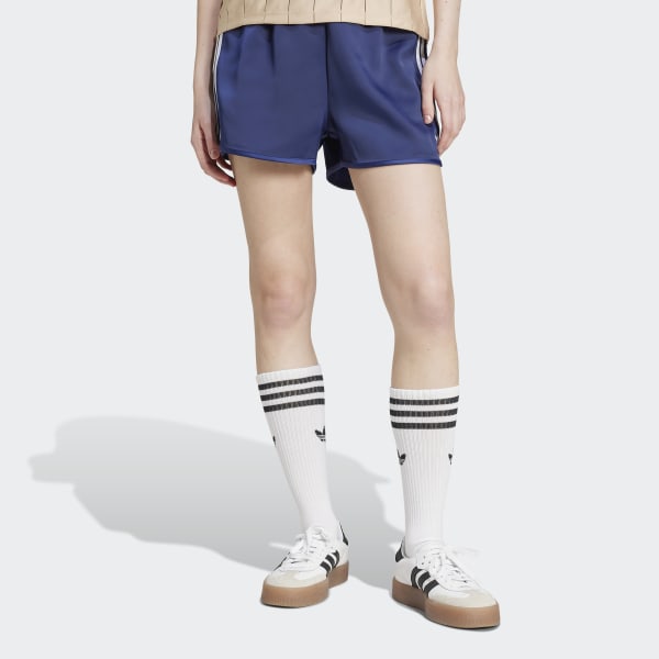 【ADIDAS】Pinstripe Satin Short Pants - Dark Blue / KC4235 adidas Originals Pin-stripe Satin Shorts - Blue | adidas