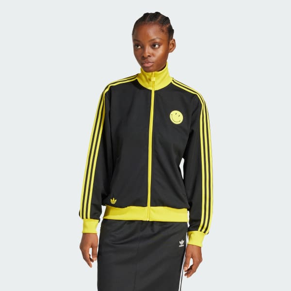 Black Smiley Loose Track Top