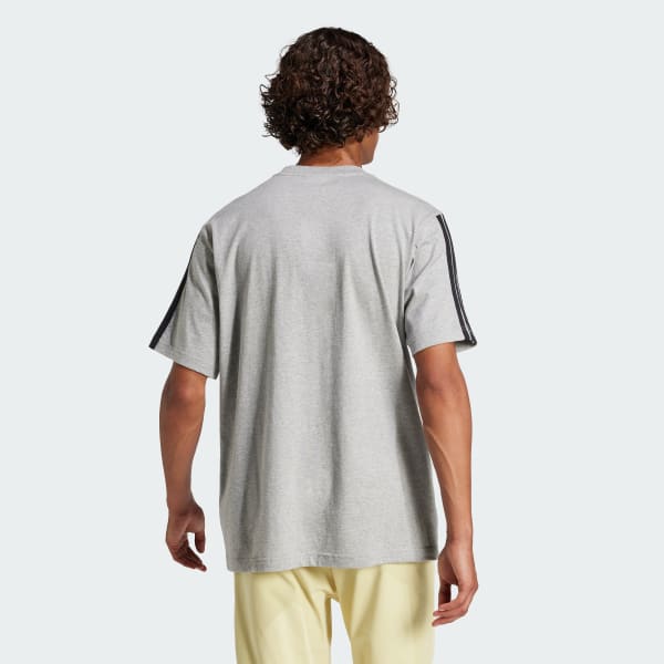 Grau Essentials 3-Streifen Single Jersey T-Shirt