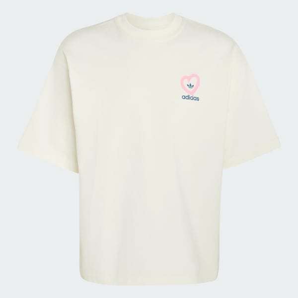 White V-DAY BIG HEART GRAPHIC TEE