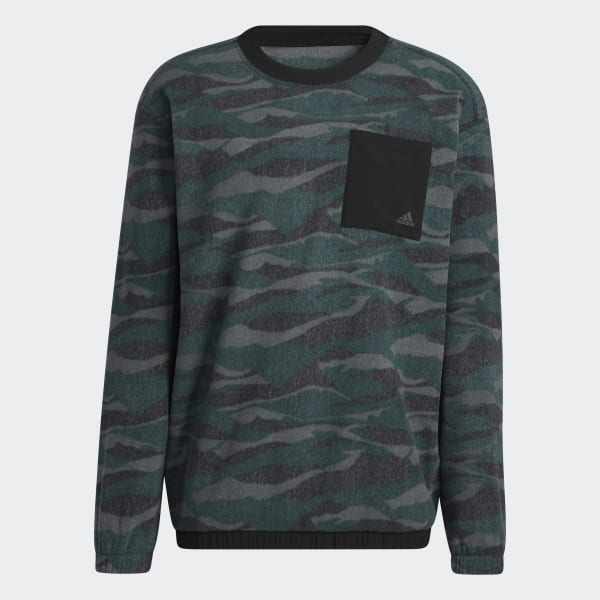 Czerń Texture-Print Crew Sweatshirt