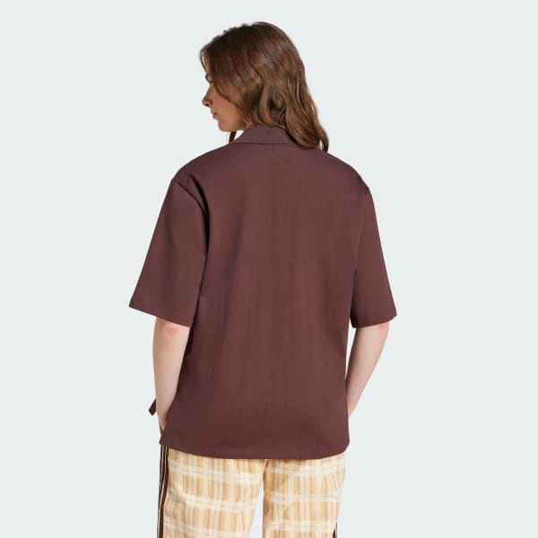 Kahverengi Oversized Kısa Kollu Polo Tişört