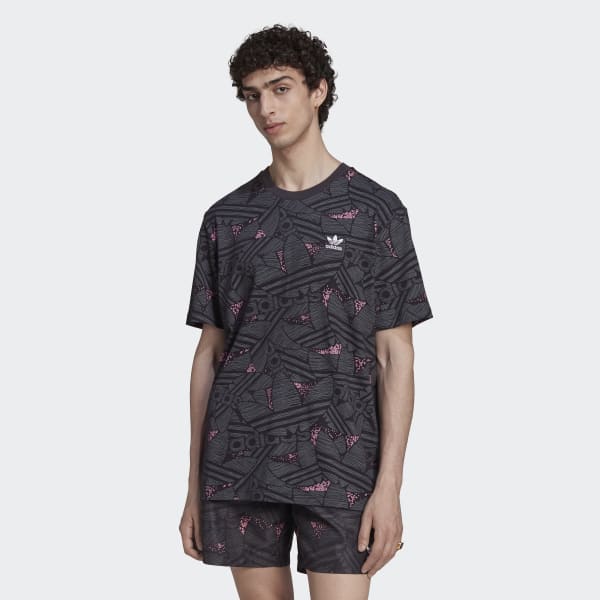 Zwart adidas Rekive Trefoil Allover Print T-shirt VW472