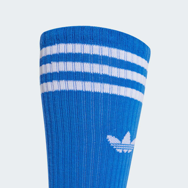 Blue Solid Crew Socks 3 Pairs
