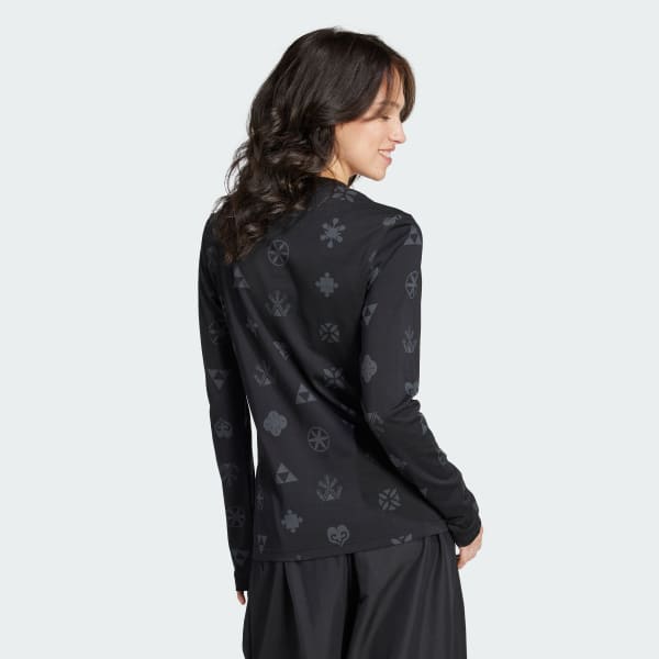 Black Bloom Sky Print Long Sleeve Tee