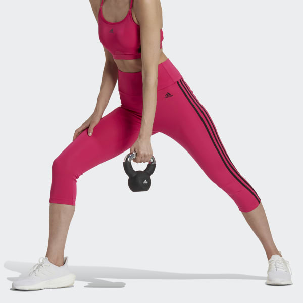 Roze Designed To Move High-Rise 3-Stripes 3/4 Sportlegging 28775