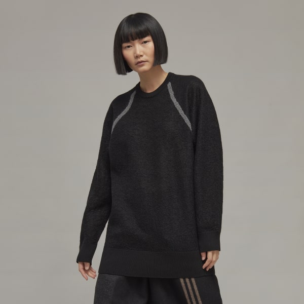 Black Y-3 Classic Sheer Knit Crew Sweater AT140