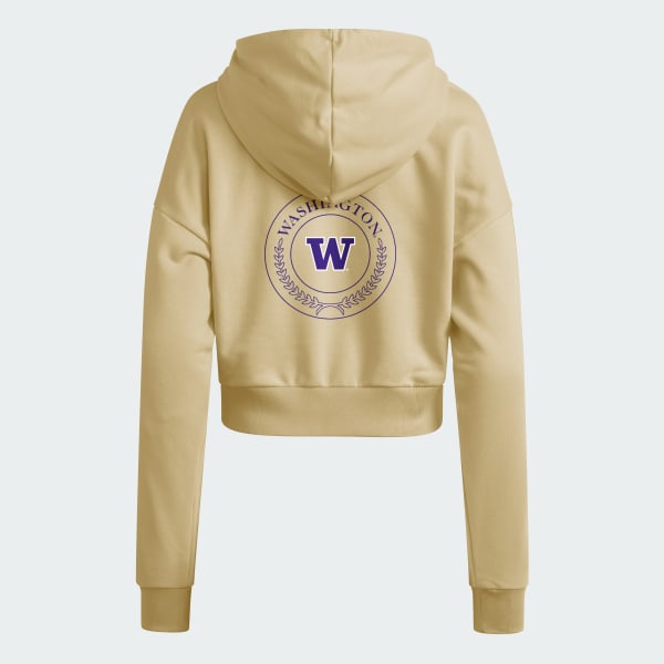 Beige Washington Huskies Essentials 3-Stripes Crop Hoodie
