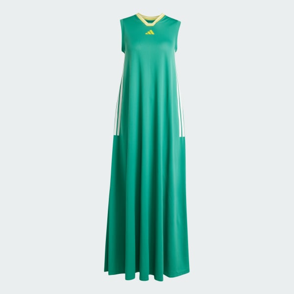 Green Tiro Cut 3-Stripes Soft Mesh Long Dress