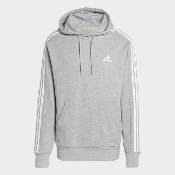 Gris Sudadera con Gorro Essentials 3 Franjas French Terry