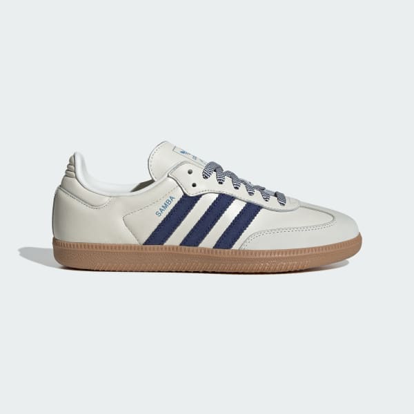 Adidas samba white blue stripes online