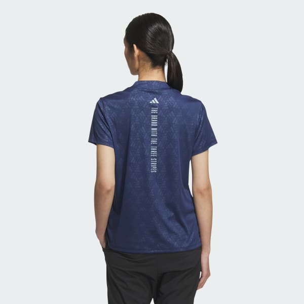 Blue AEROREADY Deboss Mock Neck Short Sleeve Shirt
