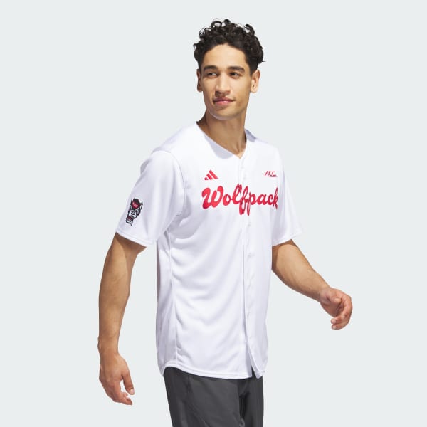 adidas NC State Baseball Jersey - White, Men's Baseball