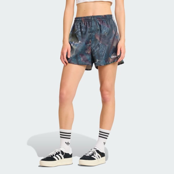 Noir Short adidas Originals Leaf Camo Print Satin