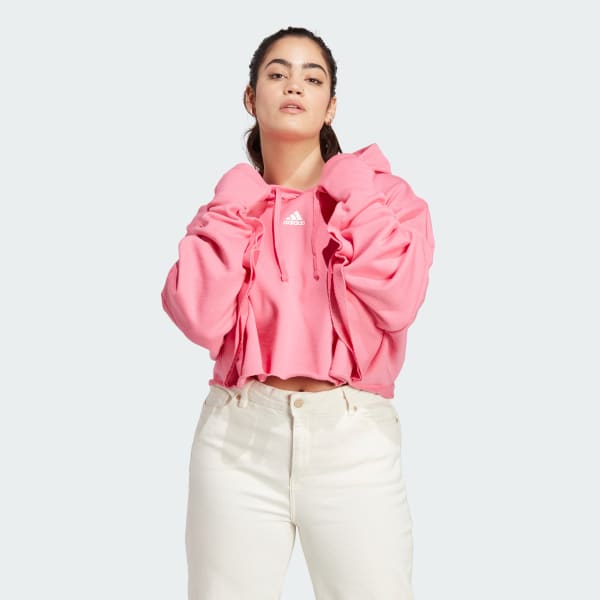 adidas Collective Power Cropped Hoodie Plus Size Pink adidas New Zealand