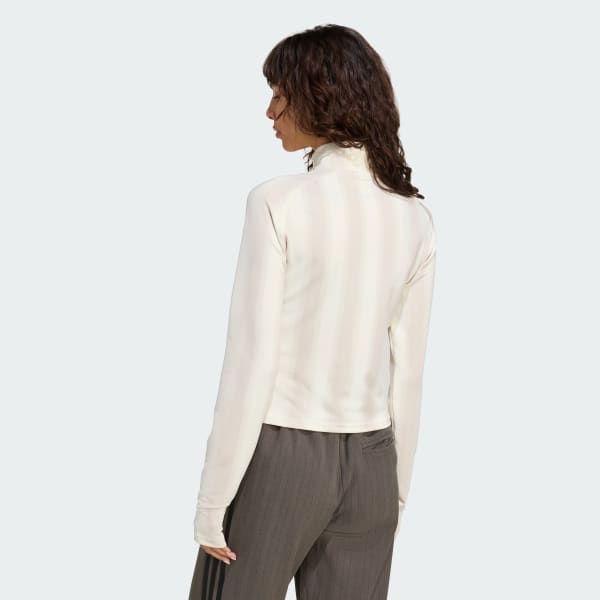 Bianco Maglia Half-Zip Graphic Football Long-Sleeve