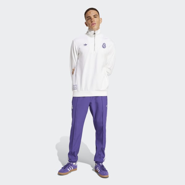 asater Real Madrid セット adidas Real Madrid Terrace Icons Half-Zip Top - White