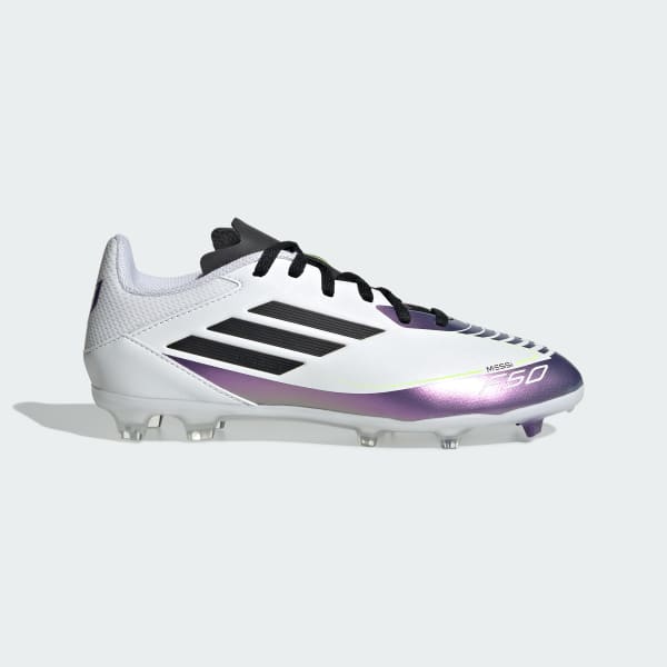 White Messi F50 League Firm/Multi-Ground Boots Kids