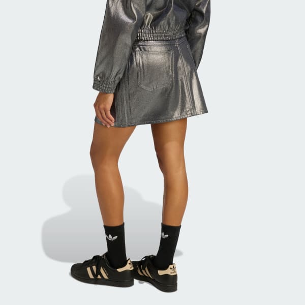 シルバー スリーストライプス スカート デニム