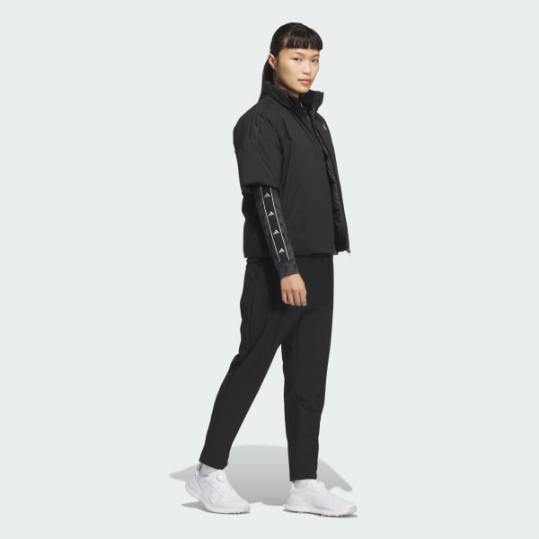 ブラック 【ゴルフ】撥水 ハイネック フルジップ半袖ダウンジャケット