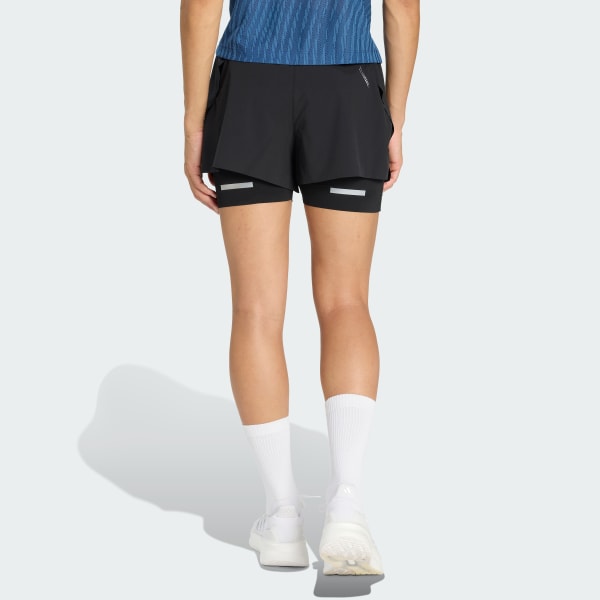 สีดำ กางเกงขาสั้นทูอินวัน 4 กระเป๋า ADI365 Climacool+