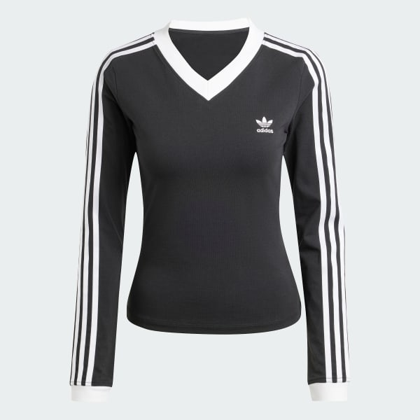 気質アップ - Shirt Sleeve Long V-Neck adidas Black Finland adidas | トップス
