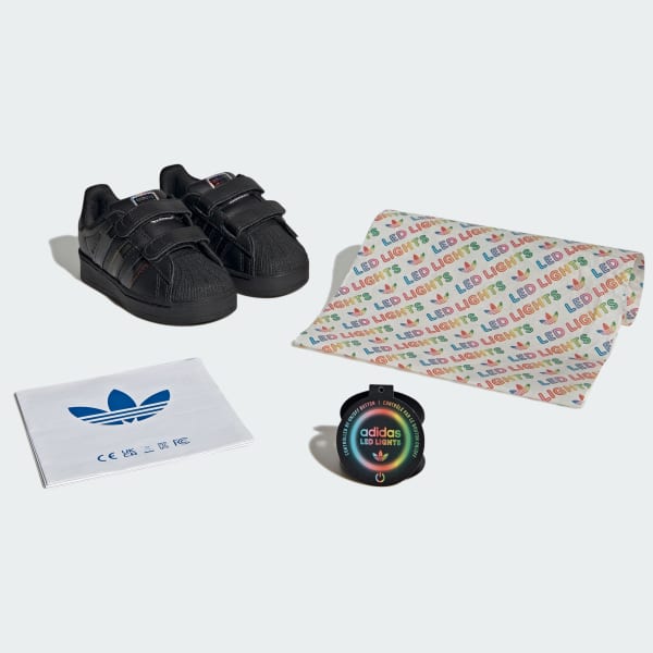 Black Superstar LED Lights Comfort Closure Shoes Kids